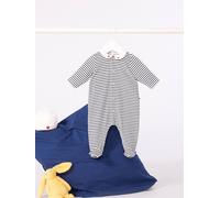 Baby Schlafanzug aus Samt mit em Kragen PETIT BATEAU blau Gr. 62