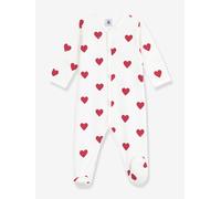 Baby Schlafanzug aus Sweatware mit Herz-Print PETIT BATEAU weiß Gr. 56