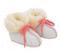 Baby-Schuhe aus medizinischem Lammfell von WERNER CHRIST- Fellschuhe, Lammfellschuhe für Kinder (Junge, Mädchen, Kleinkind), Hausschuhe mit rosa Garn, Größe 19-20