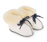 Baby-Schuhe aus medizinischem Lammfell von WERNER CHRIST- Fellschuhe, Lammfellschuhe für Kinder (Junge, Mädchen, Kleinkind), Hausschuhe mit blauem Garn, Größe 19-20