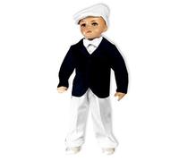 Baby Set 5-teilig Taufanzug dunkelblau weiß festlicher Anzug für Jungen Hemd Hose Pullover Modell 4839-db (62)