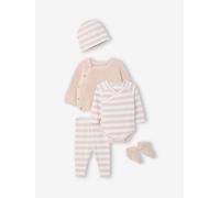 Baby-Set aus Body, Jacke, Leggings, Mütze & Socken, Erstausstattung beige Gr. 62 von Vertbaudet