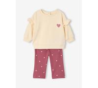 Baby-Set aus Sweatshirt mit Herz-Stickerei & Leggings, personalisierbar himbeer Gr. 86 von Vertbaudet