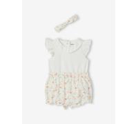 Baby-Set: Blusenbody, Shorts & Haarband, personalisierbar wollweiß Gr. 80 von vertbaudet