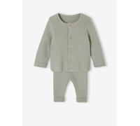 Baby-Set: Jäckchen & Hose, Strick salbeigrün Gr. 56 von vertbaudet