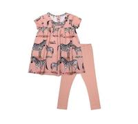 Baby Set Kleid + Leggings GOTS zertifiziert, rosa, Zebra-Allover, Kurzarm, Bio-Baumwolle - Walkiddy 62/68
