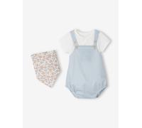 Baby-Set: Kurzoverall, Body & Halstuch wollweiß Gr. 68 von vertbaudet