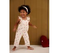 Baby-Set: Sweat-Overall & Haarband mit Recycling-Polyester vanille Gr. 104 von vertbaudet