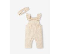 Baby-Set: Sweat-Overall & Haarband mit Recycling-Polyester wollweiß Gr. 62 von vertbaudet