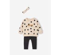 Baby-Set: Sweatshirt, Leggings & Haarband für Mädchen, personalisierbar grau Gr. 86 von Vertbaudet