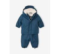 Baby-Set: Thermo-Regenjacke mit Webpelz & Matschhose, Recycling-Polyester nachtblau Gr. 86 von Vertbaudet