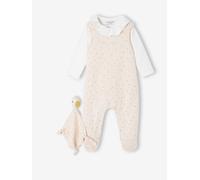 Baby-Set zur Geburt aus Overall, Body & Schmusetuch Bio-Baumwolle rosa Gr. 68 von Vertbaudet