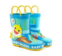 Baby Shark Gummistiefel Kinder Kleinkinder | Mädchen Jungen animiert Singen Hai Familienlied Regen Gummistiefel mit 3D Fin | Blaugelbe wasserdichte Wanderschuhe