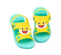 Baby Shark Sandalen Kinder Kleinkinder | Jungen Mädchen singende Hai Charakter Familienschieber mit stützendem Riemen | Blau Gelbe Sommerschuhe