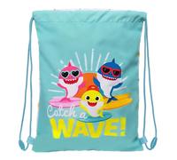 BABY SHARK SURFING - Flacher Junior-Rucksack, Rucksack, ideal für Kinder unterschiedlichen Alters, bequem und vielseitig, Qualität und Widerstandsfähigkeit, 26 x 34 cm, Blau und Weiß, blau/weiß,