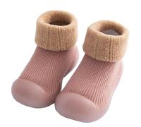 Baby Sockenschuhe Krabbelsocken mit rutschfest Gummisohle Baby Barfußschuhe Socken Schühchen Dick Boden Socken Thermosocken Kuschelsocken Lauflernschuhe Baby Mädchen Junge Stricken Sockenschuhe