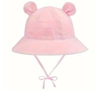 Baby Sonnenhut, Uv Hut Baby - Kinderhüte für draußen Fischerhut mit Cartoon Bärenohren und breiter Krempe für 0-6 Jahre Verstellbarer Kordelzug für Komfort und Stil bei Sommeraktivitäten (52/L)