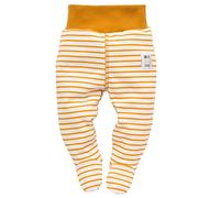 Baby Strampelhose mit Fuß Babyhose Jungen Mädchen Streifen Gestreift Kinder Hose Halb Strampler - Schlafhose mit Füßen (elastischer Bund) - 100% Baumwolle - Currygelb Senfgelb - 62