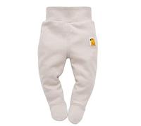 Baby Strampelhose mit Fuß & Papagei Patch Mädchen Jungen - Beige - Unisex unifarben Schlafhose Stramplerhose Baumwollhose Halb-Strampler - 100% Baumwolle - 56 62 68 74