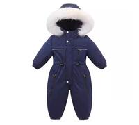 Baby Strampler Schneeanzug Winter Wollwalk Overall 86 92 104 110 Mit Kapuze Reißverschlüsse Skianzug Winteranzug Für Mädchen Jungen Kinder Softshellanzug,Navy,2-3 Jahre