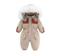 Baby Strampler Schneeanzug Winter Wollwalk Overall 86 92 104 110 Mit Kapuze Reißverschlüsse Skianzug Winteranzug Für Mädchen Jungen Kinder Softshellanzug,Khaki,2-3 Jahre