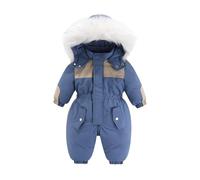 Baby Strampler Schneeanzug Winter Wollwalk Overall 86 92 104 110 Mit Kapuze Reißverschlüsse Skianzug Winteranzug Für Mädchen Jungen Kinder Softshellanzug,Dark Blue,3-4 Jahre