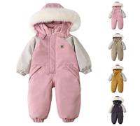 Baby Strampler Schneeanzug Winter Wollwalk Overall 86 92 104 110 Mit Kapuze Reißverschlüsse Skianzug Winteranzug Für Mädchen Jungen Kinder Softshellanzug,03 Rot,5-6 Jahre