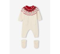 Baby Strick-Set: Strampler & Schühchen für Weihnachten wollweiß Gr. 68 von vertbaudet