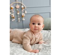 Baby Strick-Set: Strickjacke, Hose & Schühchen beige Gr. 56 von vertbaudet