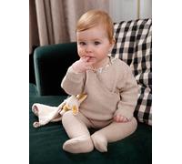 Baby Strickhose mit Fuß, Baumwolle/Wolle beige Gr. 74 von vertbaudet