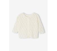 Baby Strickjacke mit Ajourmuster Bio-Baumwolle weiß Gr. 68 von Vertbaudet