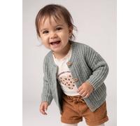 Baby Strickjacke mit aufgesetzten Taschen, Grobstrick salbeigrün Gr. 62 von Vertbaudet