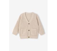 Baby Strickjacke mit aufgesetzten Taschen & V-Ausschnitt, Baumwolle wollweiß Gr. 68 von vertbaudet