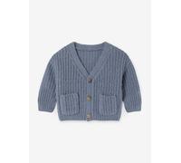 Baby Strickjacke mit V-Ausschnitt, Grobstrick graublau Gr. 92/98 von Vertbaudet