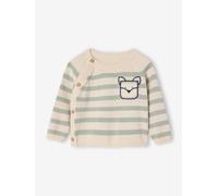 Baby Strickpullover mit Ziertasche Bio-Baumwolle beige Gr. 74 von Vertbaudet