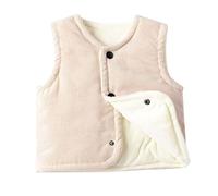Baby süß Fleece Weste Jungen Mädchen Ärmellos Fleecejacke Samt Weste Top Baumwolle Steppweste Waistcoat Warm Vest Gepolsterte Weste Säugling Kleinkind (Beige, 6-12 Months)