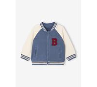 Baby Sweatjacke im College-Style mit Aufnäher, Recycling-Polyester graublau Gr. 92/98 von vertbaudet