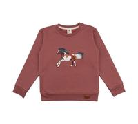 Baby Sweatshirt GOTS zertifiziert - 95% Bio-Baumwolle, Altrosa mit Pferde-Motiv, weich & bequem | Walkiddy 50/56