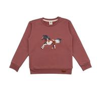 Baby Sweatshirt GOTS zertifiziert - 95% Bio-Baumwolle, Altrosa mit Pferde-Motiv, weich & bequem | Walkiddy 80