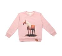 Baby Sweatshirt GOTS-zertifiziert aus Bio-Baumwolle rosa mit Pferde-Motiv - Walkiddy 74