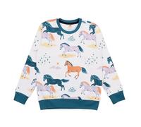 Baby Sweatshirt ‚Happy Horses‘ aus Bio-Baumwolle - Walkiddy Blau 116
