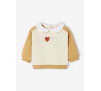 Baby Sweatshirt mit Bubikragen & Stickerei LOVE ocker Gr. 74 von vertbaudet