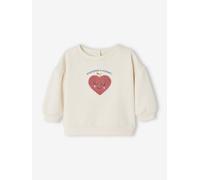 Baby Sweatshirt mit Frottee-Herz wollweiß Gr. 80 von Vertbaudet