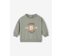 Baby Sweatshirt mit Motiv vorn & Recycling-Polyester BASIC salbeigrün Gr. 68 von vertbaudet