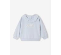Baby Sweatshirt, Rüschenkragen mit feinen Streifen, Jolie Cherry helles blau Gr. 92/98 von vertbaudet