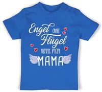 Baby T-Shirt Mädchen Jungen - Engel ohne Flügel nennt Man Mama weiß rot - 12/18 Monate - Royalblau - zum ersten Muttertag muddi Shirt erste muttertagsgeschenk Mamas Tshirt 1