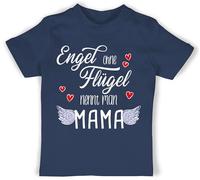 Baby T-Shirt Mädchen Jungen - Engel ohne Flügel nennt Man Mama weiß rot - 18/24 Monate - Navy Blau - zum ersten Muttertag muddi Shirt erste muttertagsgeschenk Mamas Tshirt 1