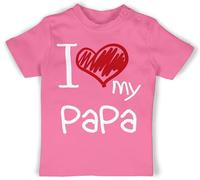 Baby T-Shirt Mädchen Jungen - Geschenk zum Vatertag - I Love My Papa - 1/3 Monate - Pink - vatertagstshirt papatagsgeschenk Daddy Tshirt Papa-Baby-t-Shirt Vatertagsgeschenk Shirt Papa-t-Shirt