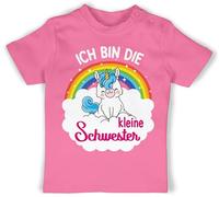 Baby T-Shirt Mädchen Jungen - Ich Bin die kleine Schwester - mit Einhorn - 1/3 Monate - Pink - Tshirt Lil sis Shirts Little Sister t Shirt Geschenk babyshirt Schwestern Babybekleidung für Clothes