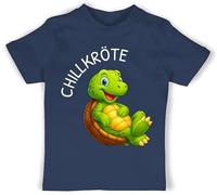 Baby T-Shirt Mädchen Jungen - Lustige Schildkröte Chillkröte Geschenk Chillen I Relax Geschenk Wortwitz - 6/12 Monate - Navy Blau - schildkröten